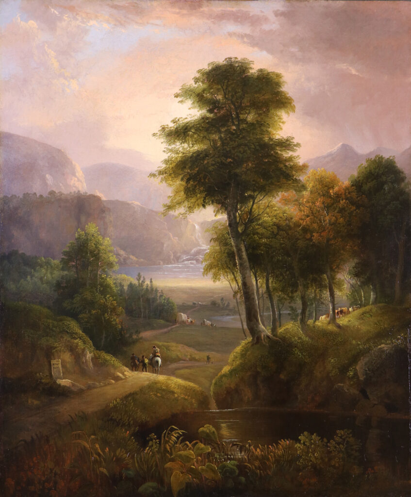 Alvan Fisher, Covered Wagons in the Rockies, 1837, oil on canvas, 30 x 25 inches, museum purchase, 1959.11